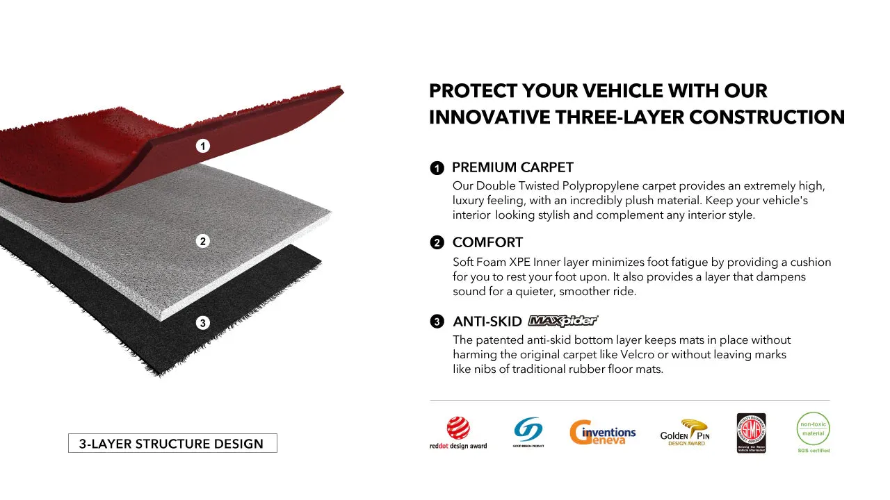 3D MAXpider Floor Mats Honda Civic (2016-2021) Premium Perfect Fit Carpet Series - Complete Set
