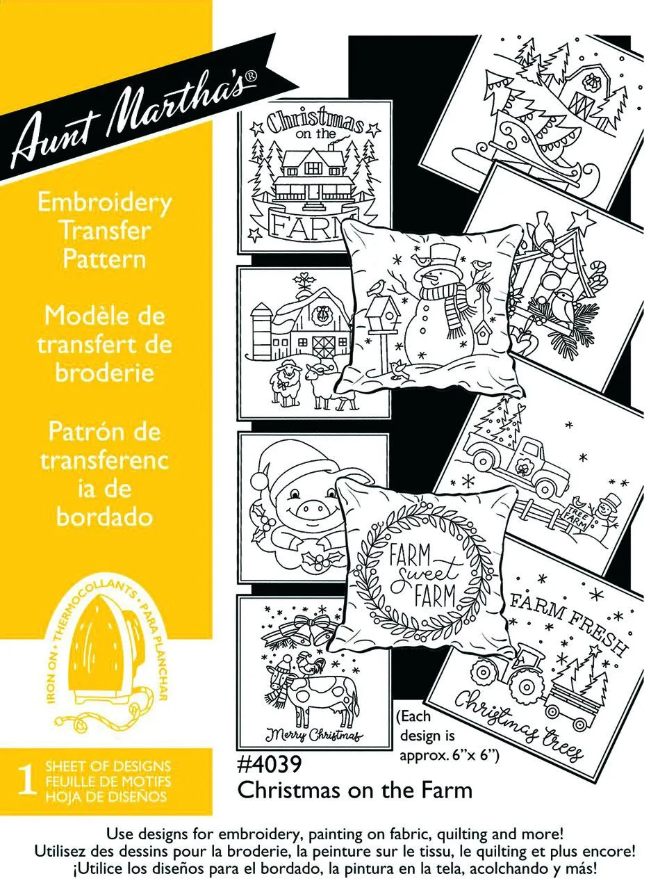 Aunt Martha's 4039 Christmas on the Farm, Hot Iron Transfers