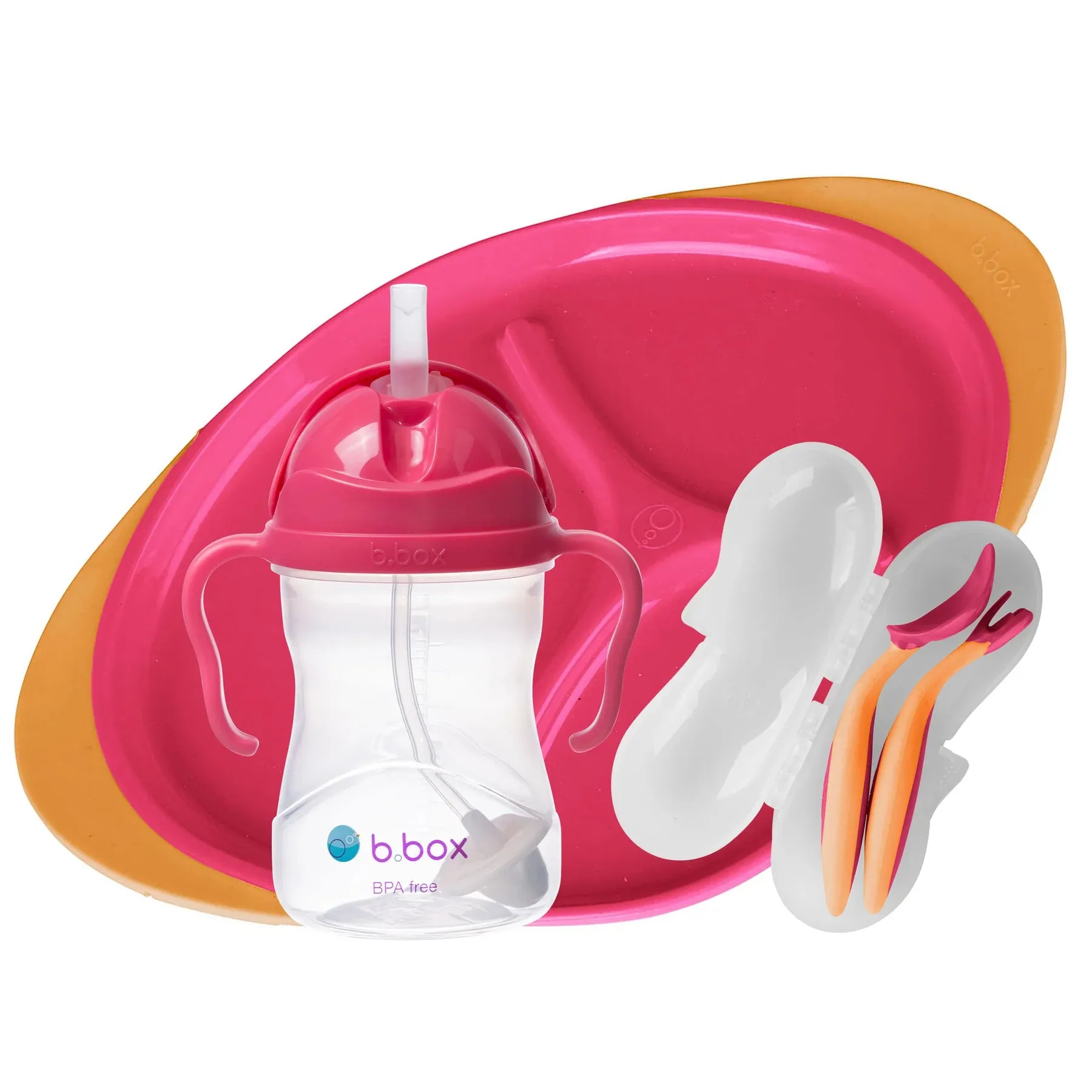 B.Box Feeding Set : Sippy Cup, Cutlery Set & Divided Plate