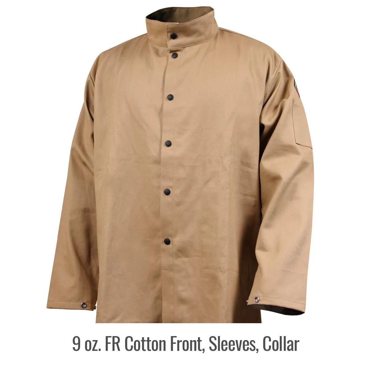 Black Stallion Stretch-Back FR Cotton Tan/Gray Welding Jacket - JF1625-TG