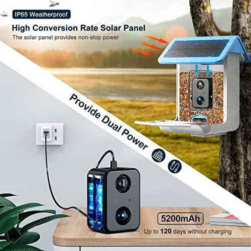 BROAIMX Smart Bird Feeder Camera, Free AI Forever, 1080P HD Camera Auto Capture Bird Videos & Solar Panel, App Notify When Birds Detected, Bird House with Built-in Two-Way Microphone