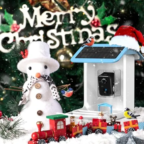 BROAIMX Smart Bird Feeder Camera, Free AI Forever, 1080P HD Camera Auto Capture Bird Videos & Solar Panel, App Notify When Birds Detected, Bird House with Built-in Two-Way Microphone