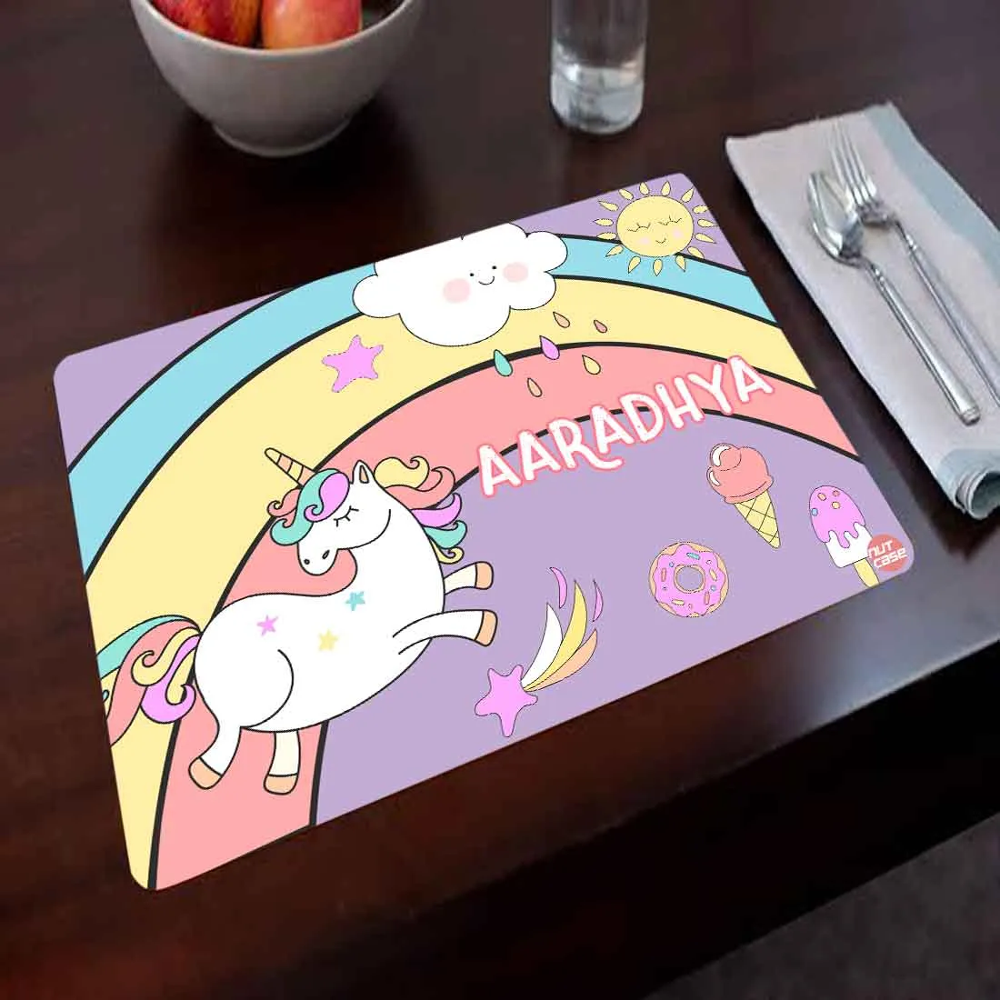 Customized Dining Table Mats Unicorn Birthday Return Gifts - Rainbow Sunshine