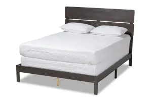 Elise Dark Gray Oak Wood Panel Bed (Full)