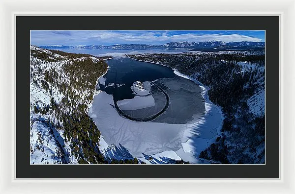 Emerald Bay Ice Aerial - Framed Print