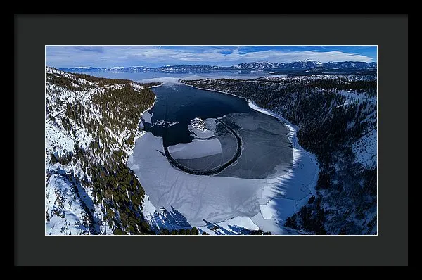 Emerald Bay Ice Aerial - Framed Print