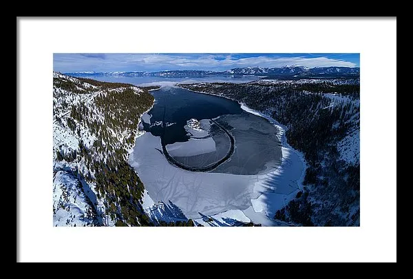 Emerald Bay Ice Aerial - Framed Print