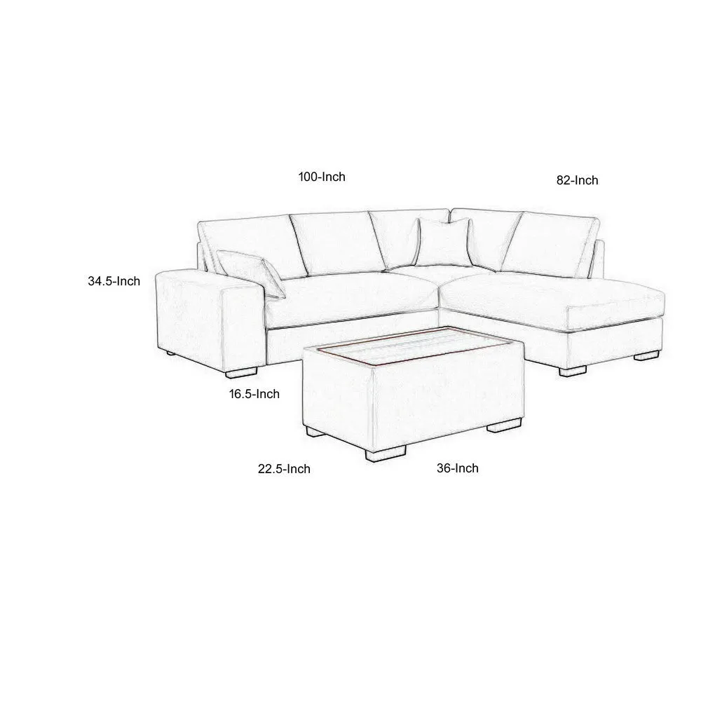 Eri 100 Inch Sectional Sofa, Right Chaise, Ottoman, Pillows, Dark Gray By Casagear Home