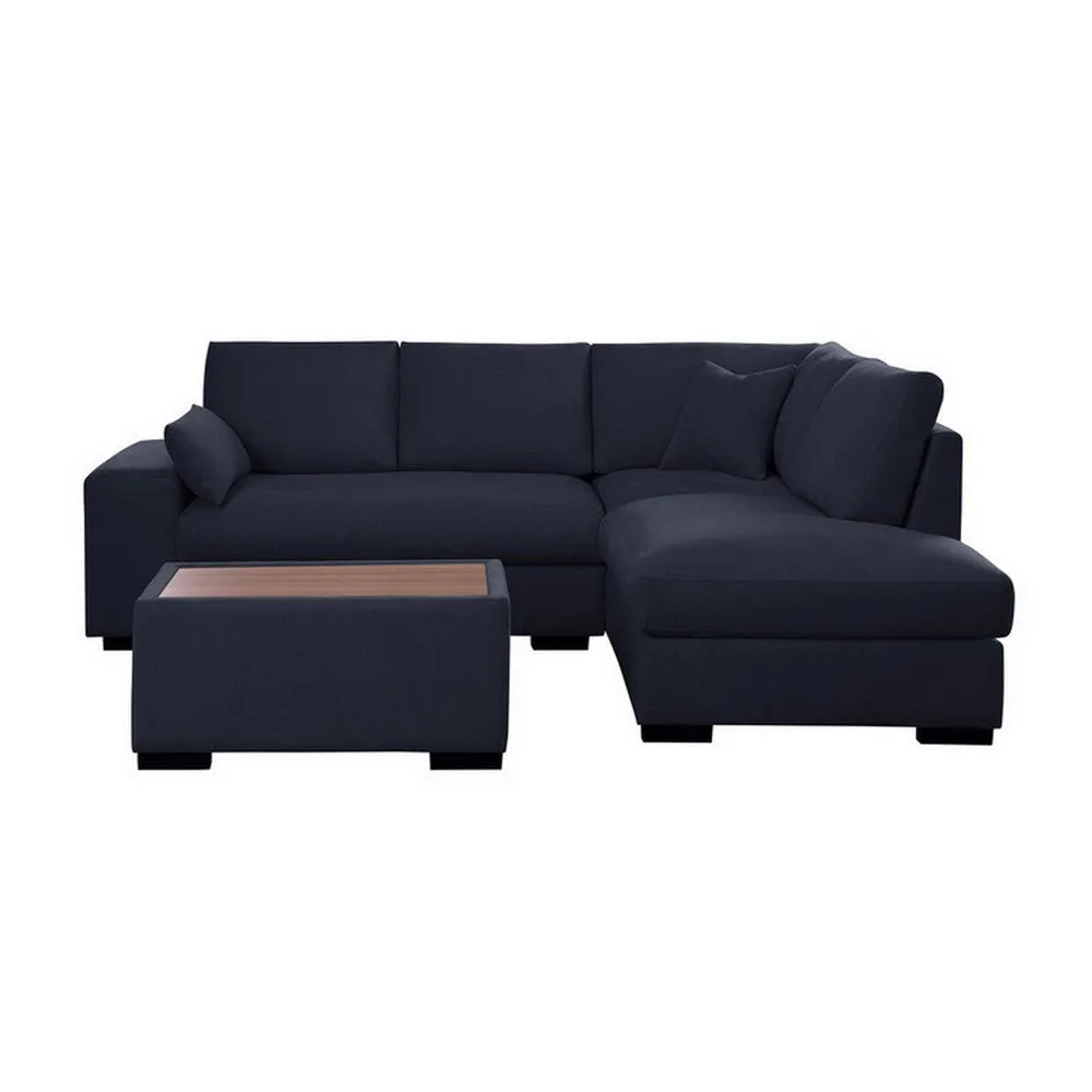 Eri 100 Inch Sectional Sofa, Right Chaise, Ottoman, Pillows, Dark Gray By Casagear Home