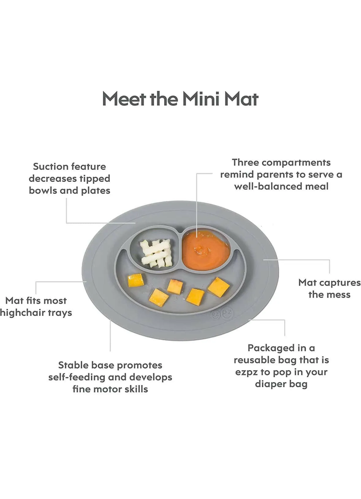 ezpz Mini Mat Silicone Suction Plate with Built (Blush)