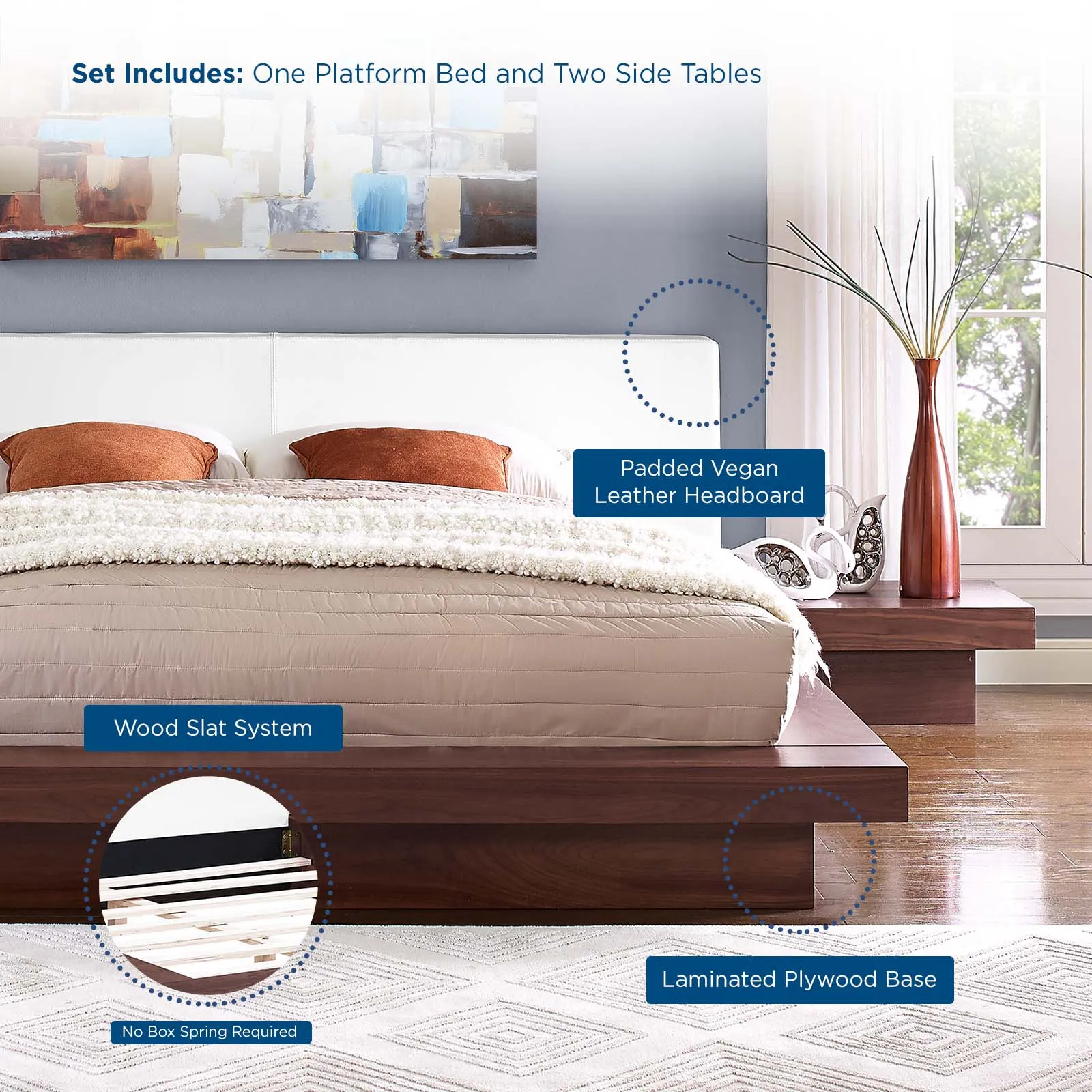 Freja 3 Piece Vinyl Bedroom Set