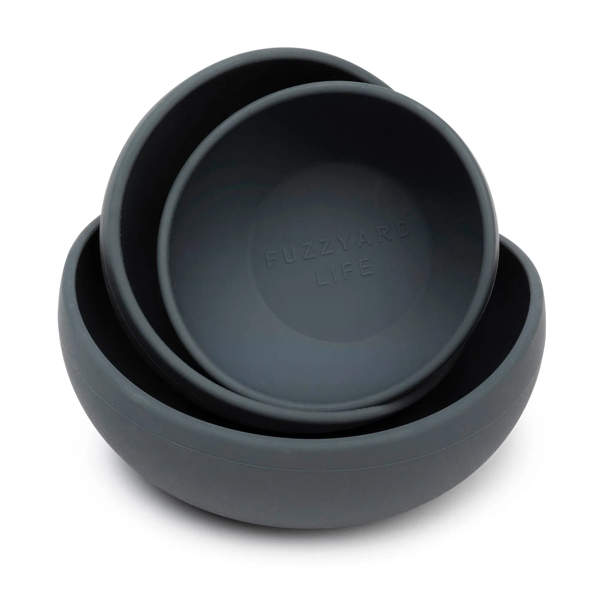 FuzzYard Life Silicone Dog Bowl Slate Grey Medium