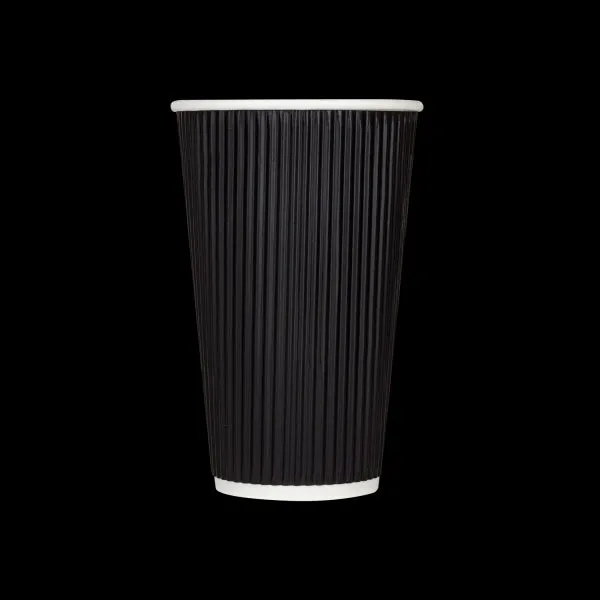 Karat 16oz Ripple Paper Hot Cups (90mm), Black - 500 pcs