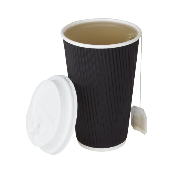 Karat 16oz Ripple Paper Hot Cups (90mm), Black - 500 pcs
