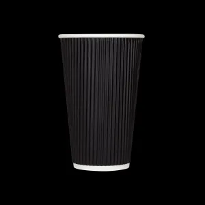 Karat 16oz Ripple Paper Hot Cups (90mm), Black - 500 pcs