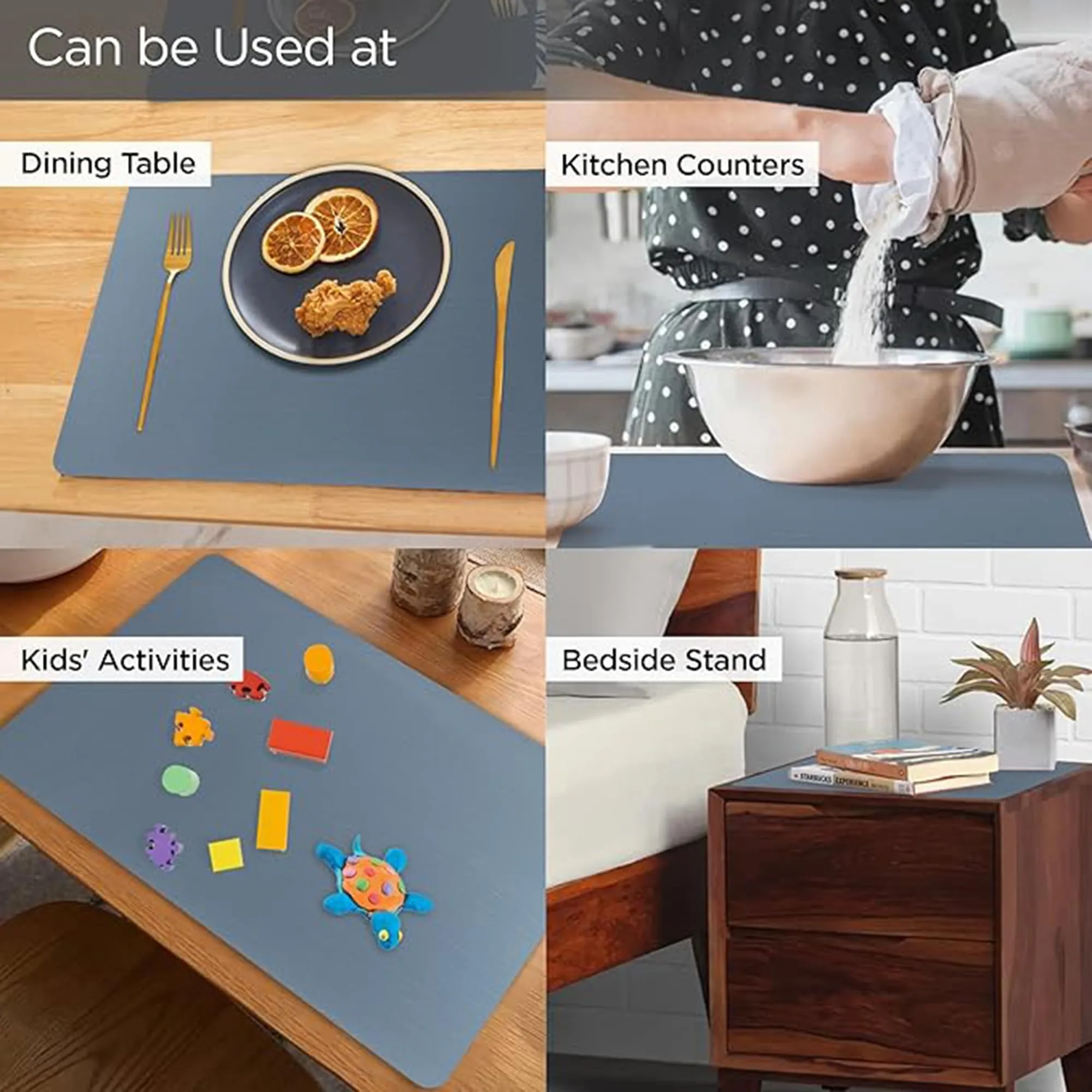 Kuber Industries 30 Pcs Waterproof Dining Table Mats | Anti-Skid Placemats for Food Plates & Hot Pots | for Home & Restaurants - Blue