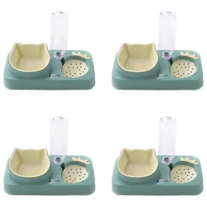 Kuber Industries Animal Feeding Plastic 2 in 1 Pet Bowls | Cat & Dog Bowl | Small/Medium Size Pet Feeding Bowl | Non-Toxic & 100% Safe for Pets (Pack of 4) | Light Green