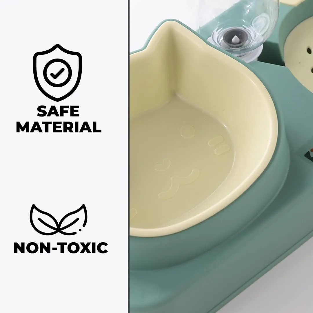 Kuber Industries Animal Feeding Plastic 2 in 1 Pet Bowls | Cat & Dog Bowl | Small/Medium Size Pet Feeding Bowl | Non-Toxic & 100% Safe for Pets (Pack of 4) | Light Green