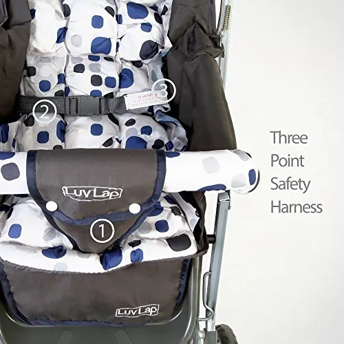LuvLap Sunshine Baby Stroller / Pram for 0 to 3 Years, New Born /Toddler / Kid, 5 Point Safety Harness, Adjustable backrest, 360° Swivel Wheel, Large storage basket, Reversible Handlebar(Navy Blue)