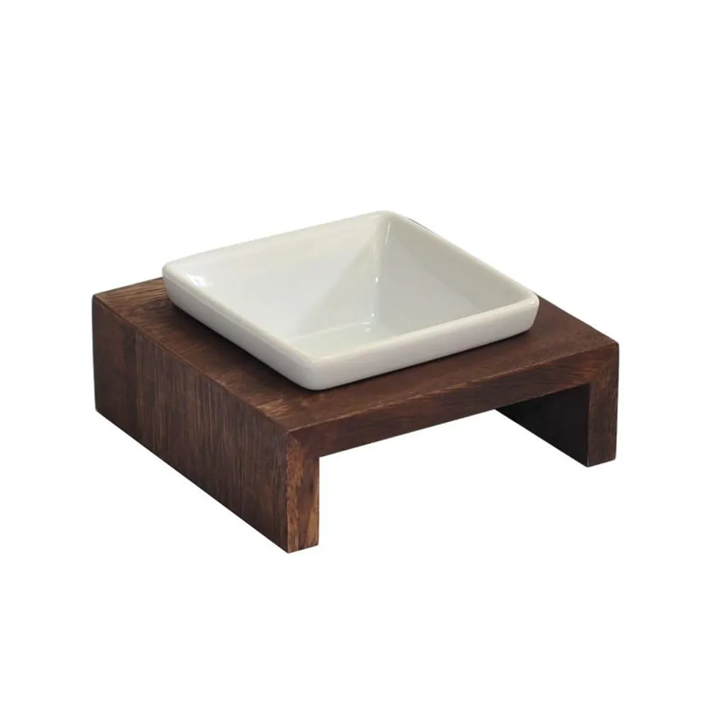 Meshidai Walnut Single Pet Bowl