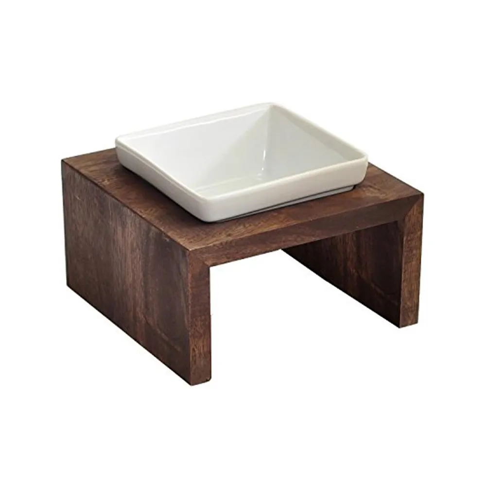 Meshidai Walnut Single Pet Bowl