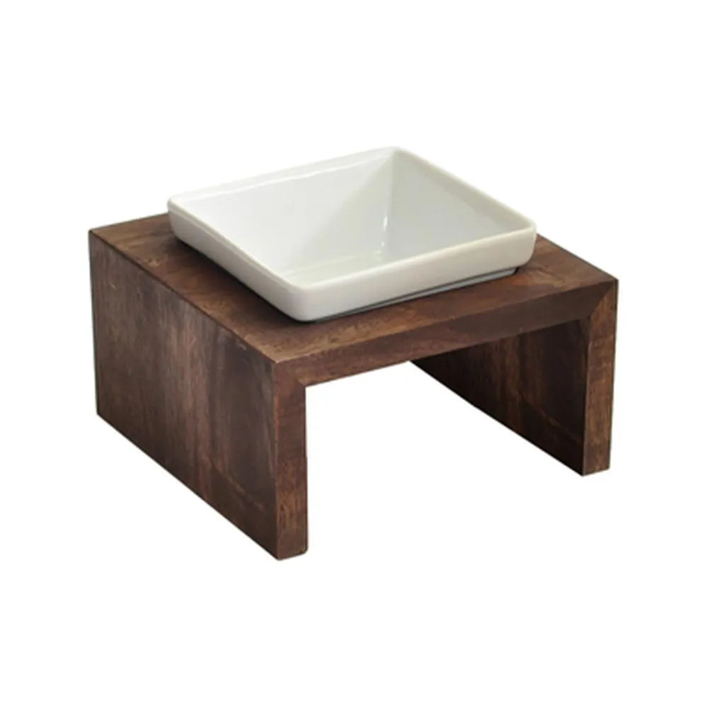 Meshidai Walnut Single Pet Bowl