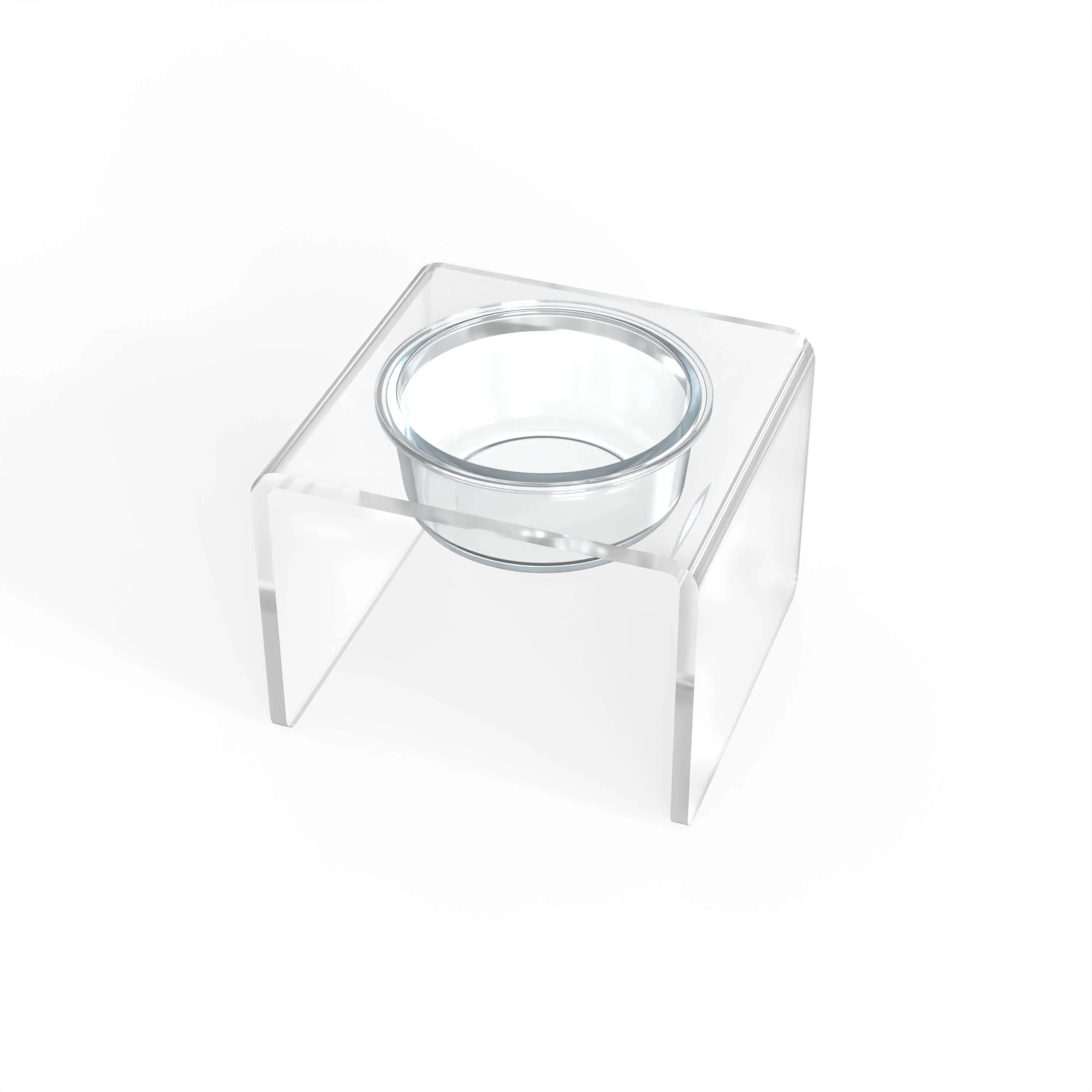 Modern Acrylic Glass Bowl Feeders, Standard Style, Single Bowl