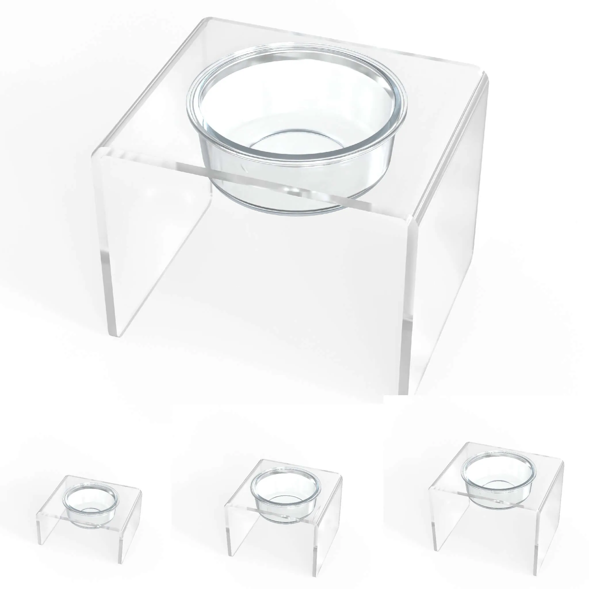 Modern Acrylic Glass Bowl Feeders, Standard Style, Single Bowl