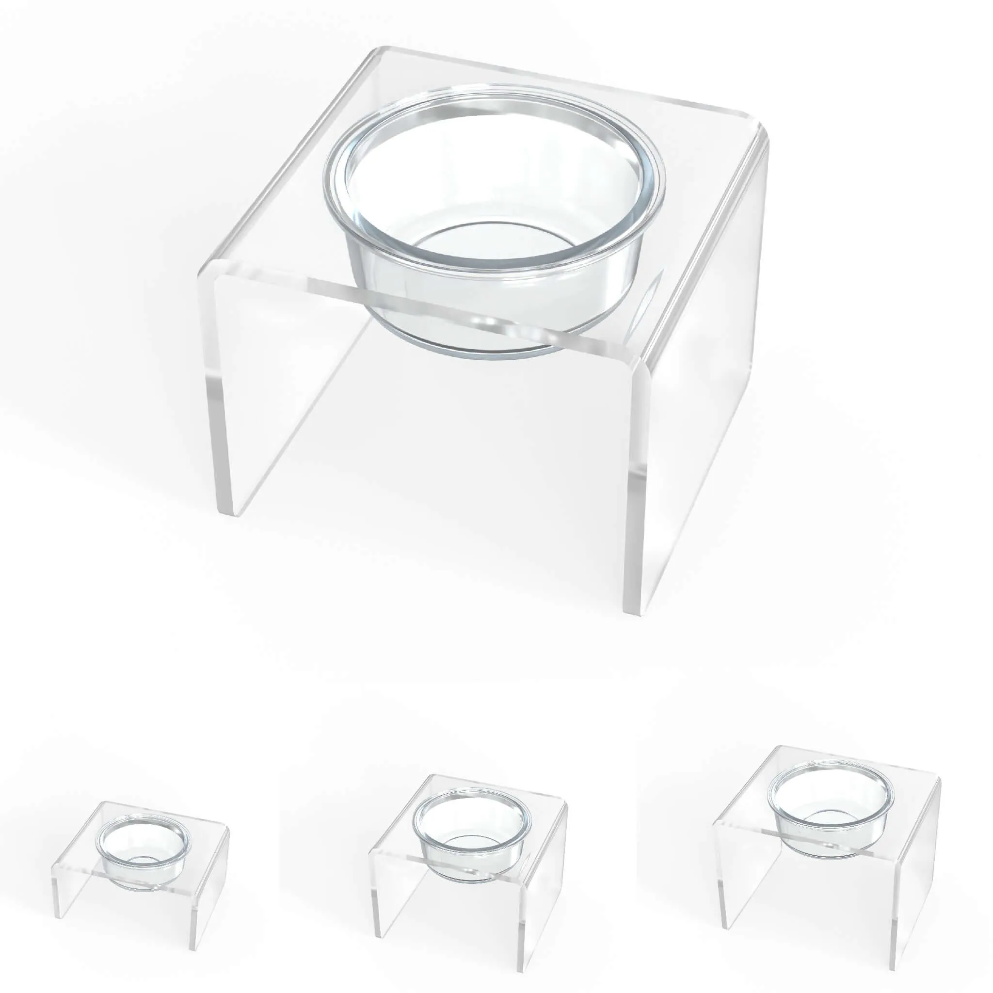 Modern Acrylic Glass Bowl Feeders, Standard Style, Single Bowl