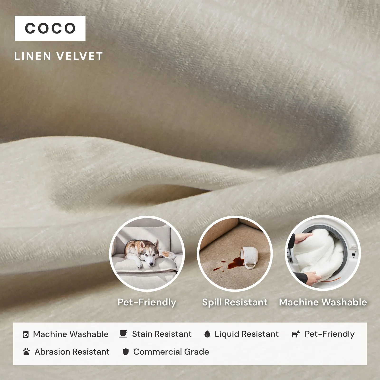 Modular Washable 8-Seater U-Sectional in Coco | Memorix  Seat | Cloud Pillow