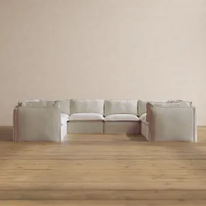 Modular Washable 8-Seater U-Sectional in Coco | Memorix  Seat | Cloud Pillow