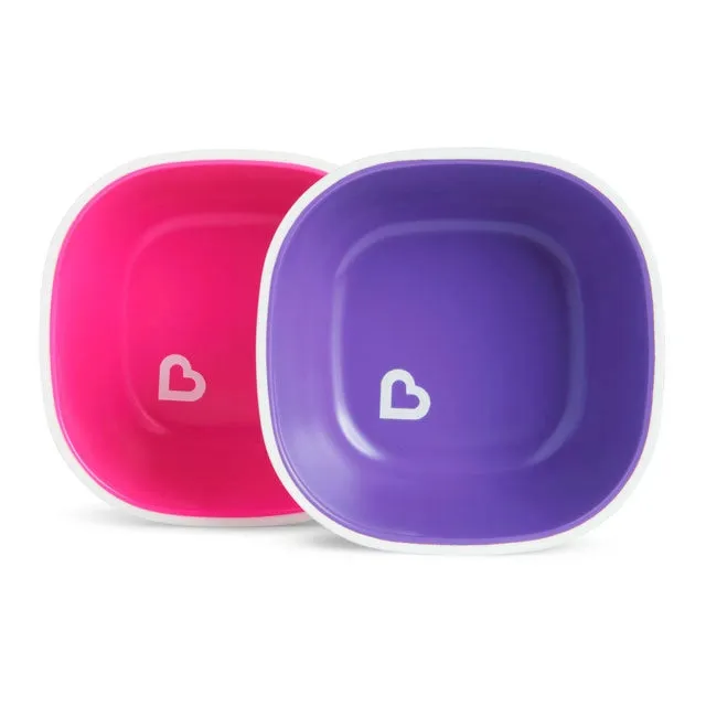 Munchkin Splash Toddler Bowls & Plates Dining Set, Pack of 4 (Pink/Purple)