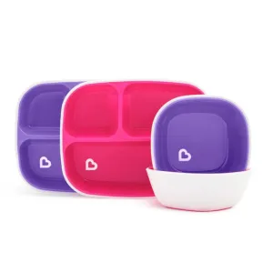 Munchkin Splash Toddler Bowls & Plates Dining Set, Pack of 4 (Pink/Purple)