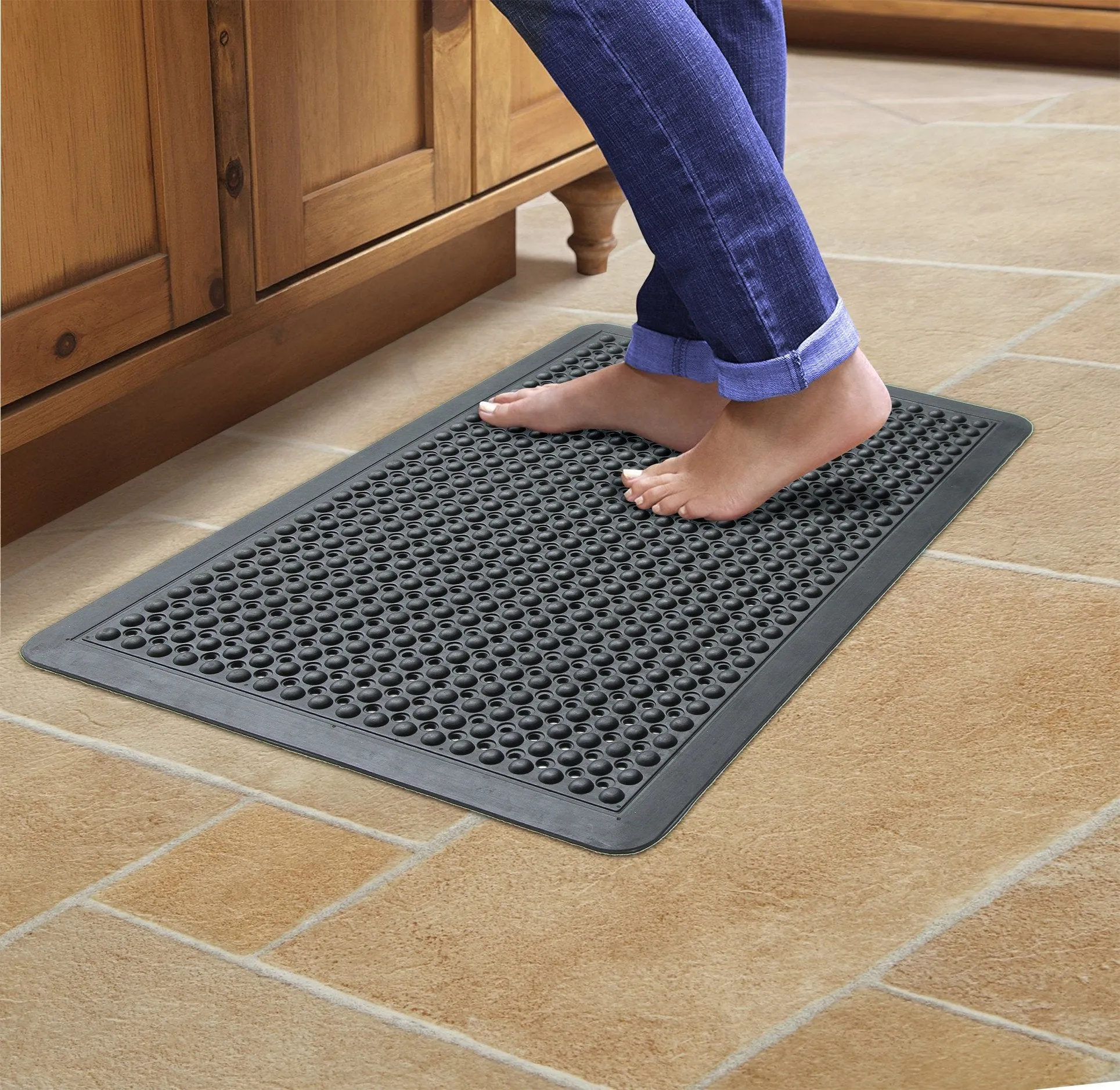 OnlyMat Natural Rubber Anti-Fatigue Bubble Mat - Indoor / Outdoor, Waterproof