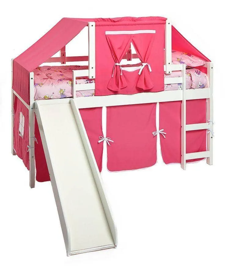Savannah White Loft Bed with Slide