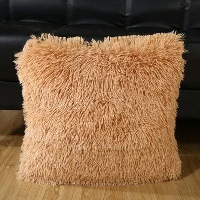 Shaggy Solid Cushion Cover For Home Decoration