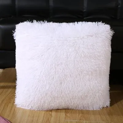 Shaggy Solid Cushion Cover For Home Decoration
