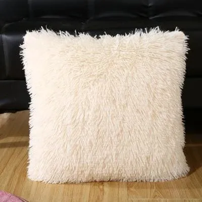 Shaggy Solid Cushion Cover For Home Decoration
