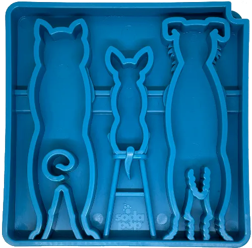 SodaPup Waiting Dogs Design eTray Enrichment Tray for Dogs (Blue - 8” wide X 8” tall 1” thick)