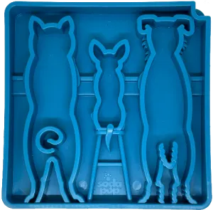 SodaPup Waiting Dogs Design eTray Enrichment Tray for Dogs (Blue - 8” wide X 8” tall 1” thick)