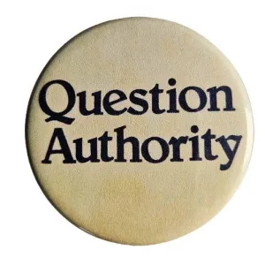 Vintage Reproduction Question Authority Small Pinback Button | 1.25" Diameter